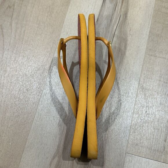 TORY BURCH Thandie Logo Print Flip Flop Sandals Hot Pink Orange 8 Resort Beach - Picture 3 of 14